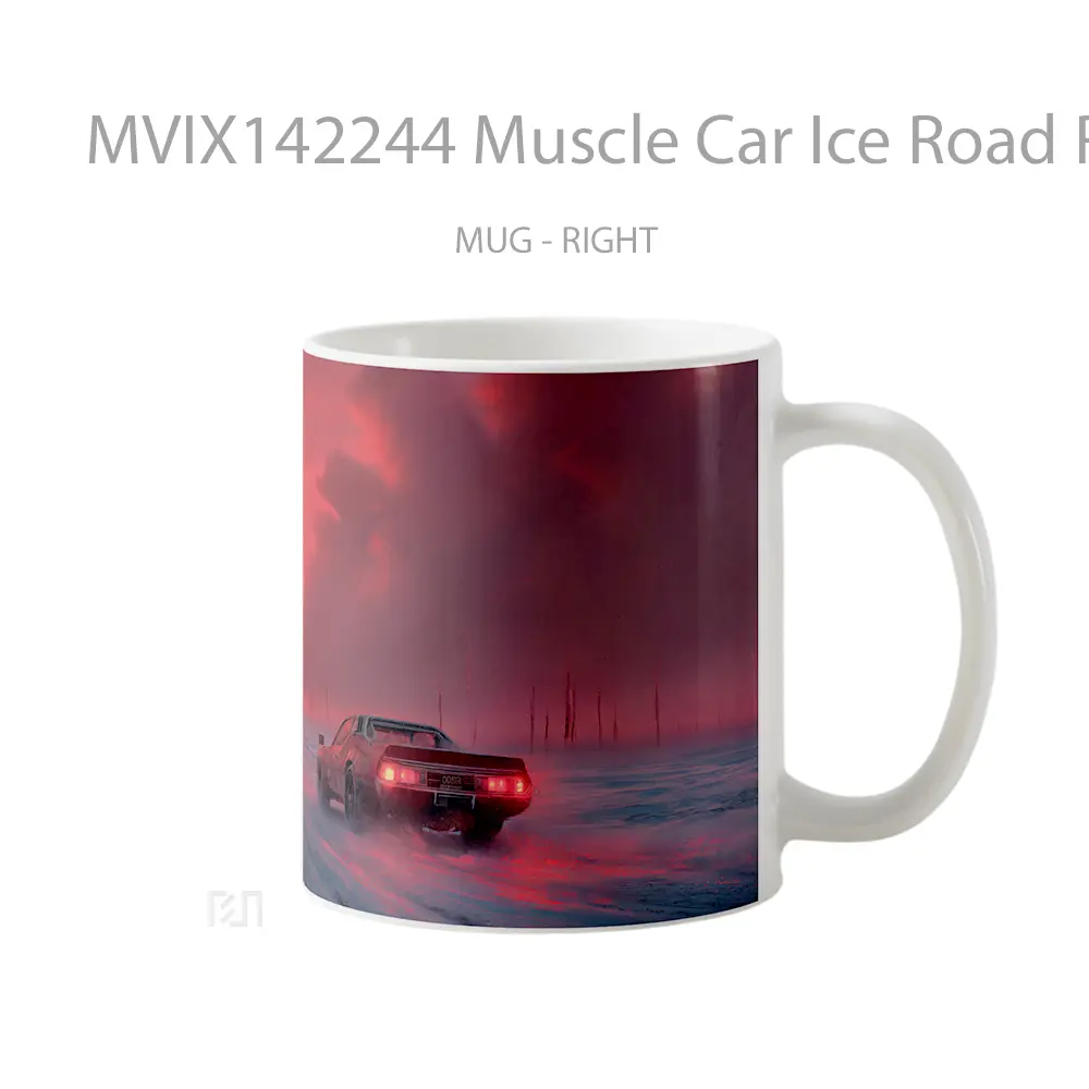 Mug Muscle Car Ice Road Red Moon Digital Ar Gelas Keramik Unik - All-side / Desain