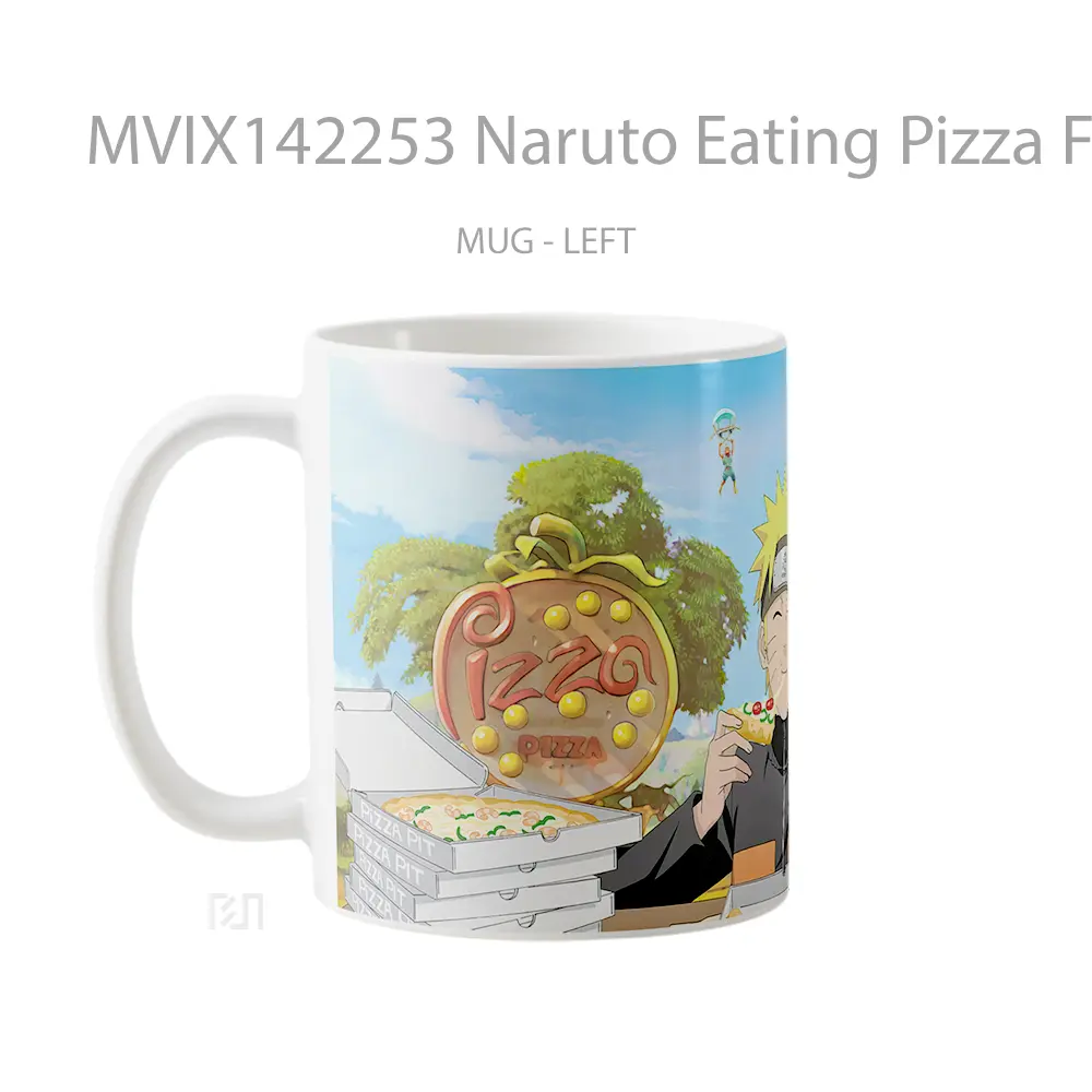 Mug Naruto Eating Pizza Fortnite Cangkir Anime - All-side / Desain