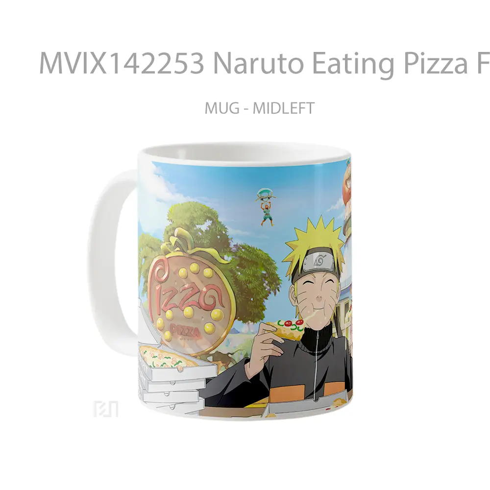Mug Naruto Eating Pizza Fortnite Cangkir Anime - All-side / Desain