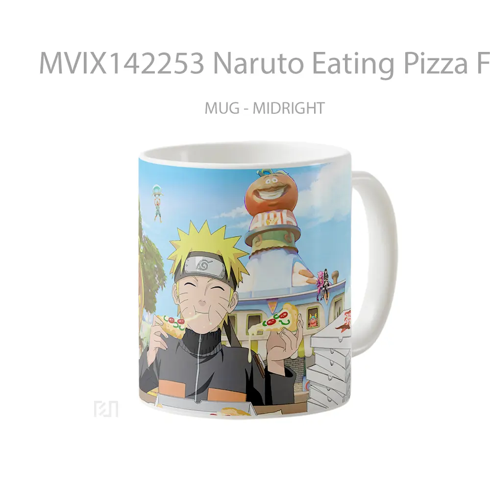 Mug Naruto Eating Pizza Fortnite Cangkir Anime - All-side / Desain