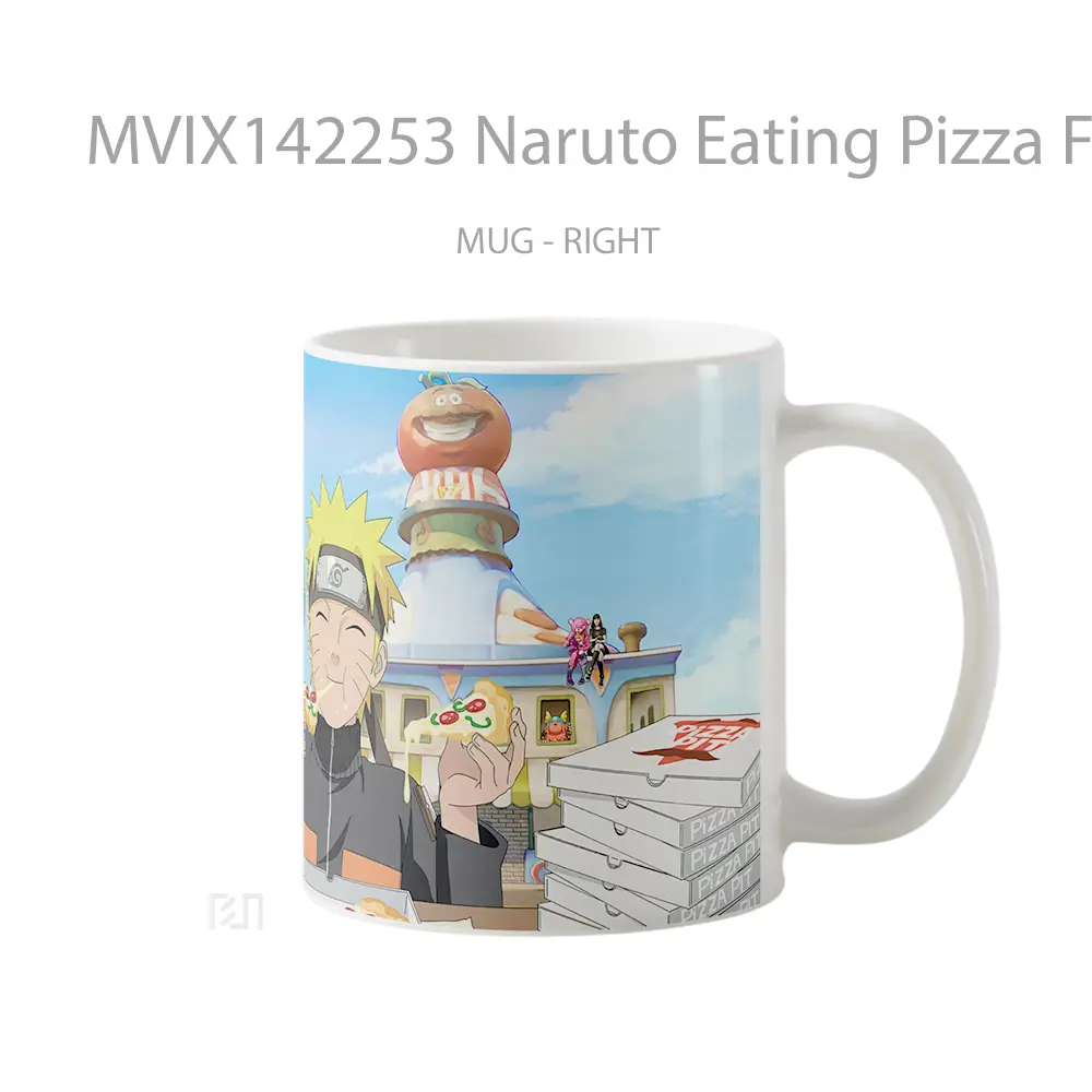 Mug Naruto Eating Pizza Fortnite Cangkir Anime - All-side / Desain