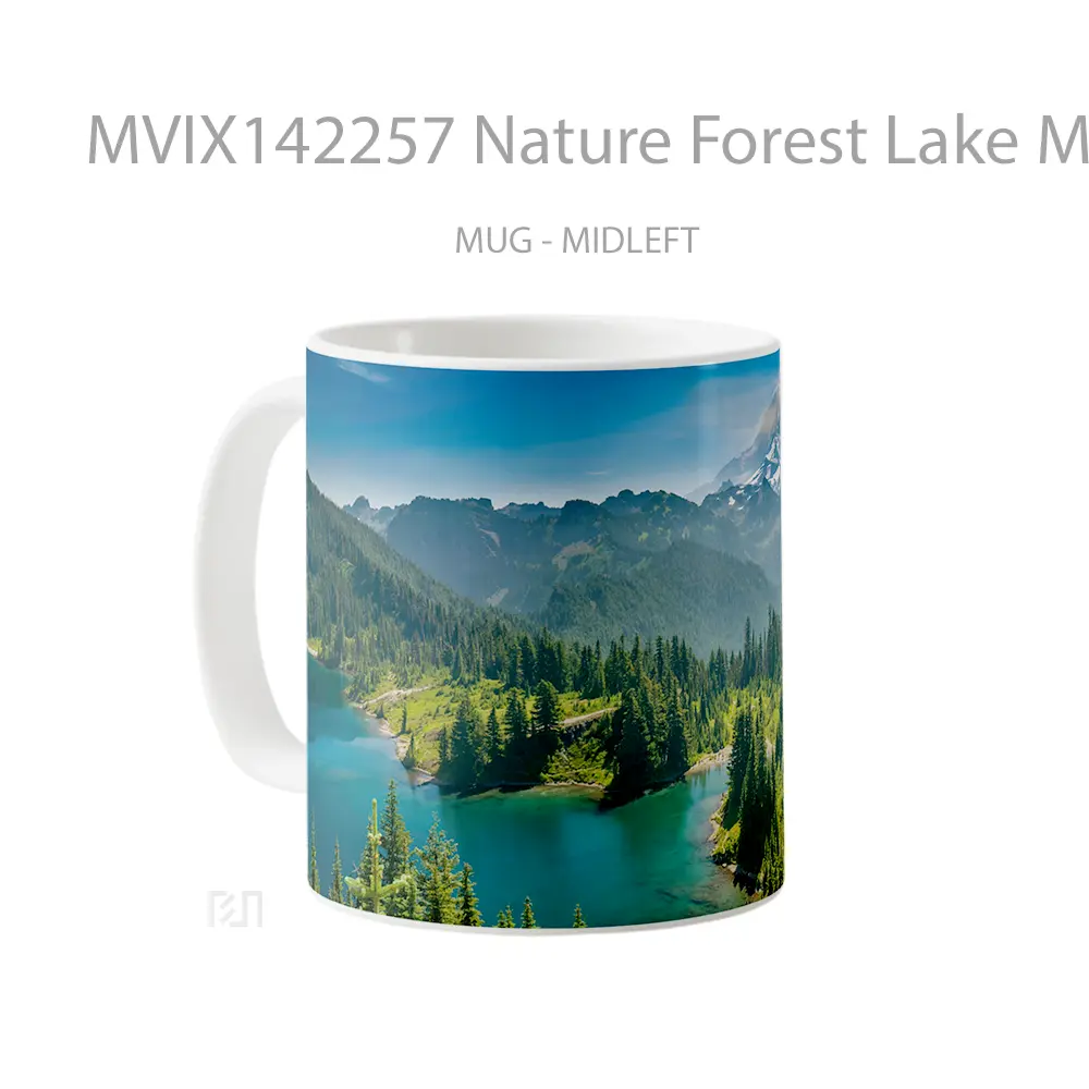 Mug Nature Forest Lake Mountain Scenery Gelas Pemandangan Alam - All-side / Desain