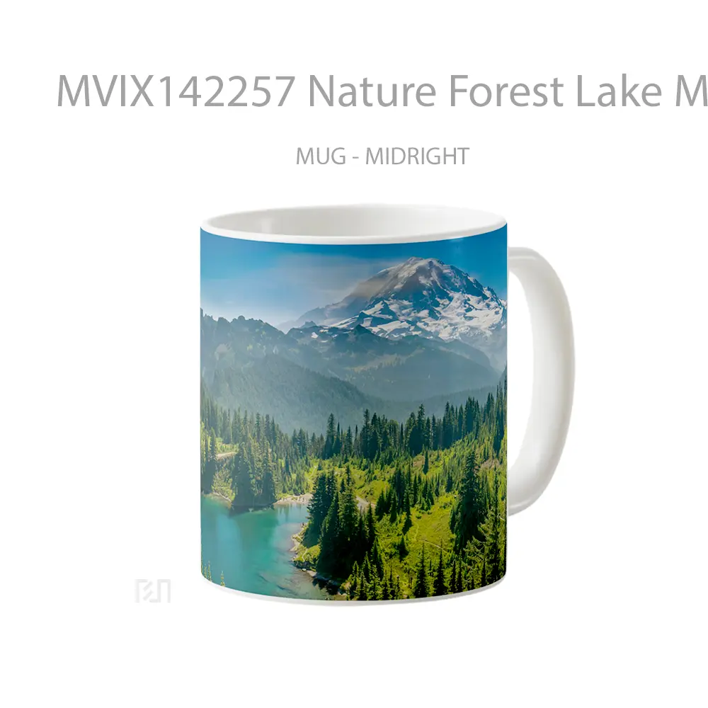Mug Nature Forest Lake Mountain Scenery Gelas Pemandangan Alam - All-side / Desain