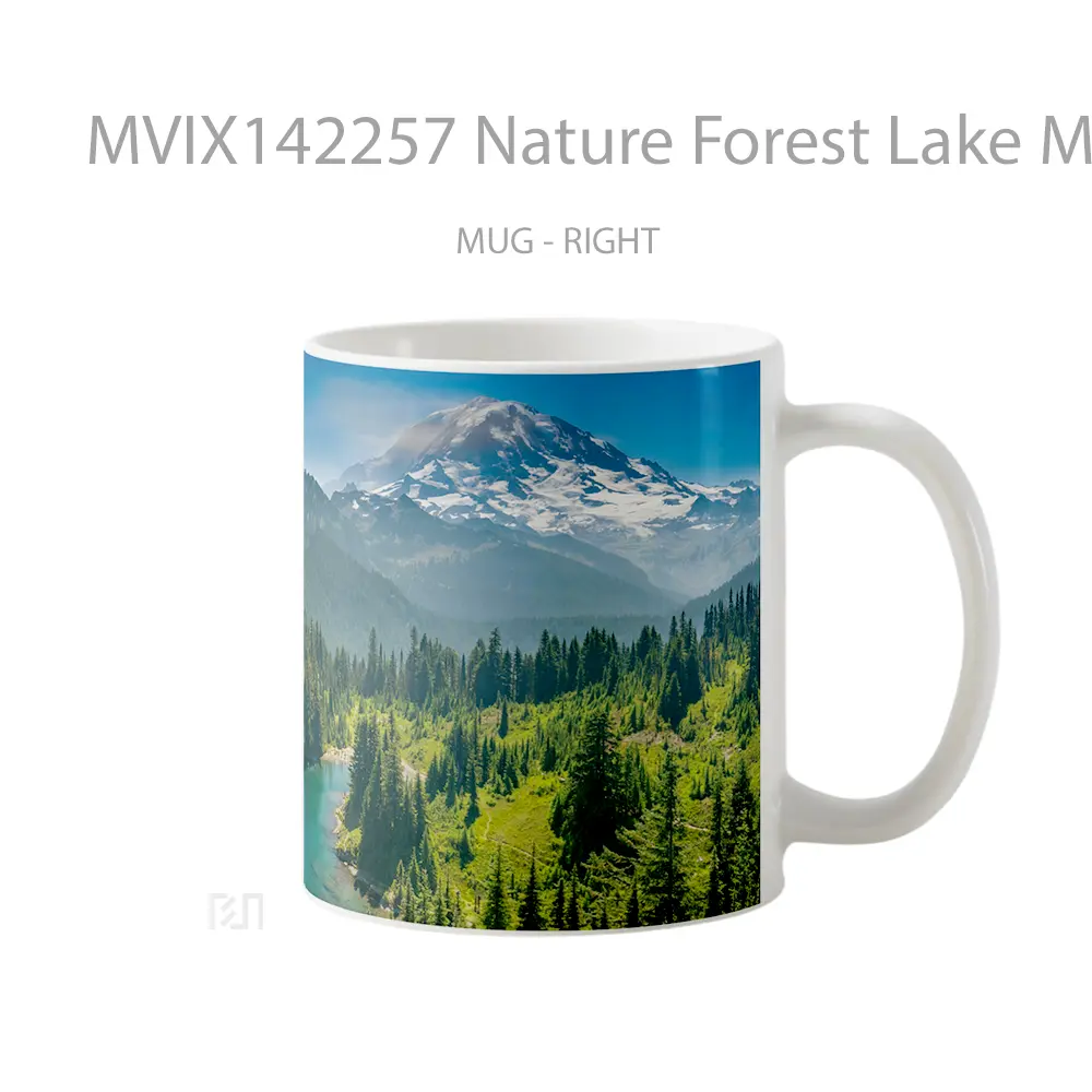 Mug Nature Forest Lake Mountain Scenery Gelas Pemandangan Alam - All-side / Desain