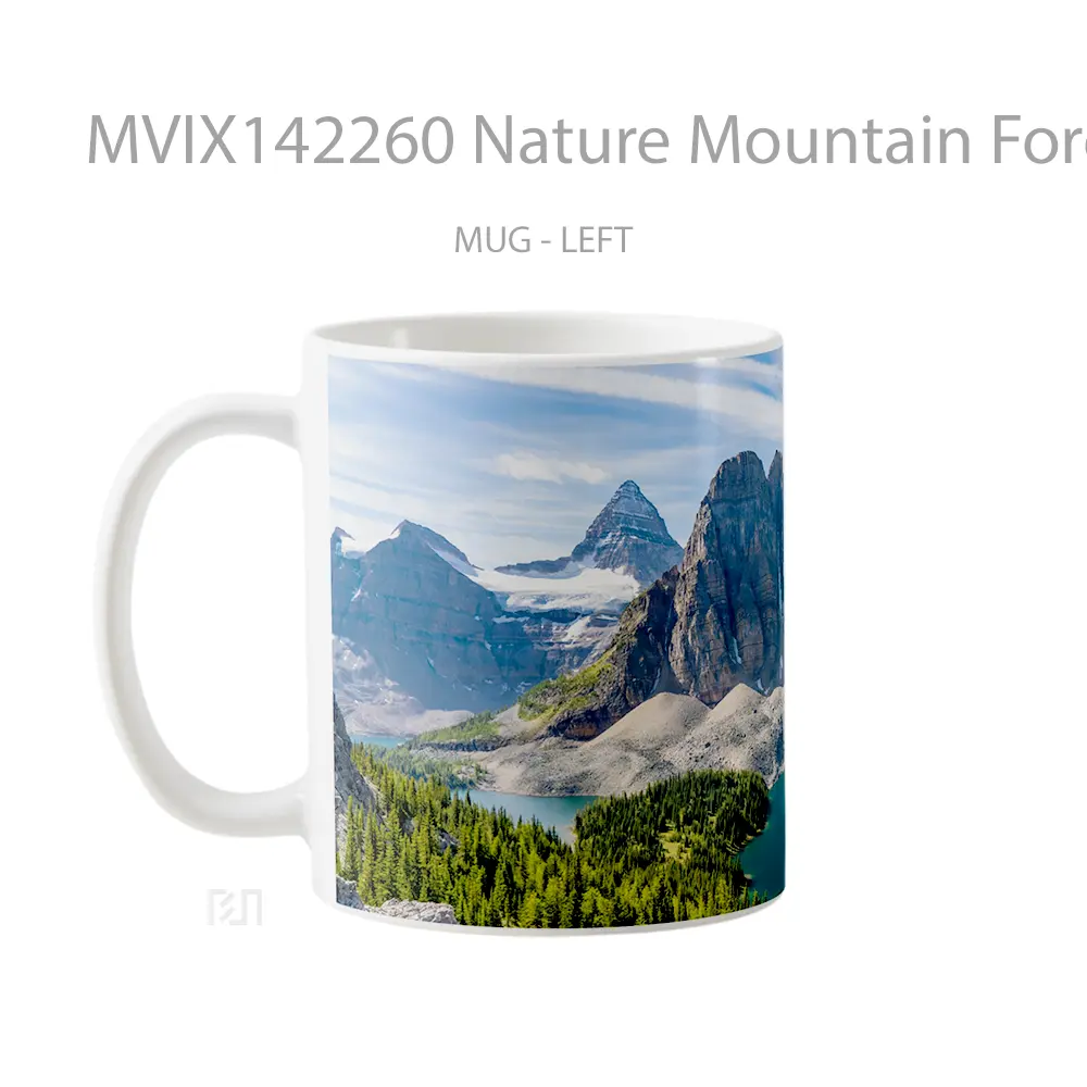 Mug Nature Mountain Forest Lake Scenery Landscape Gelas Pemandangan Alam - All-side / Desain