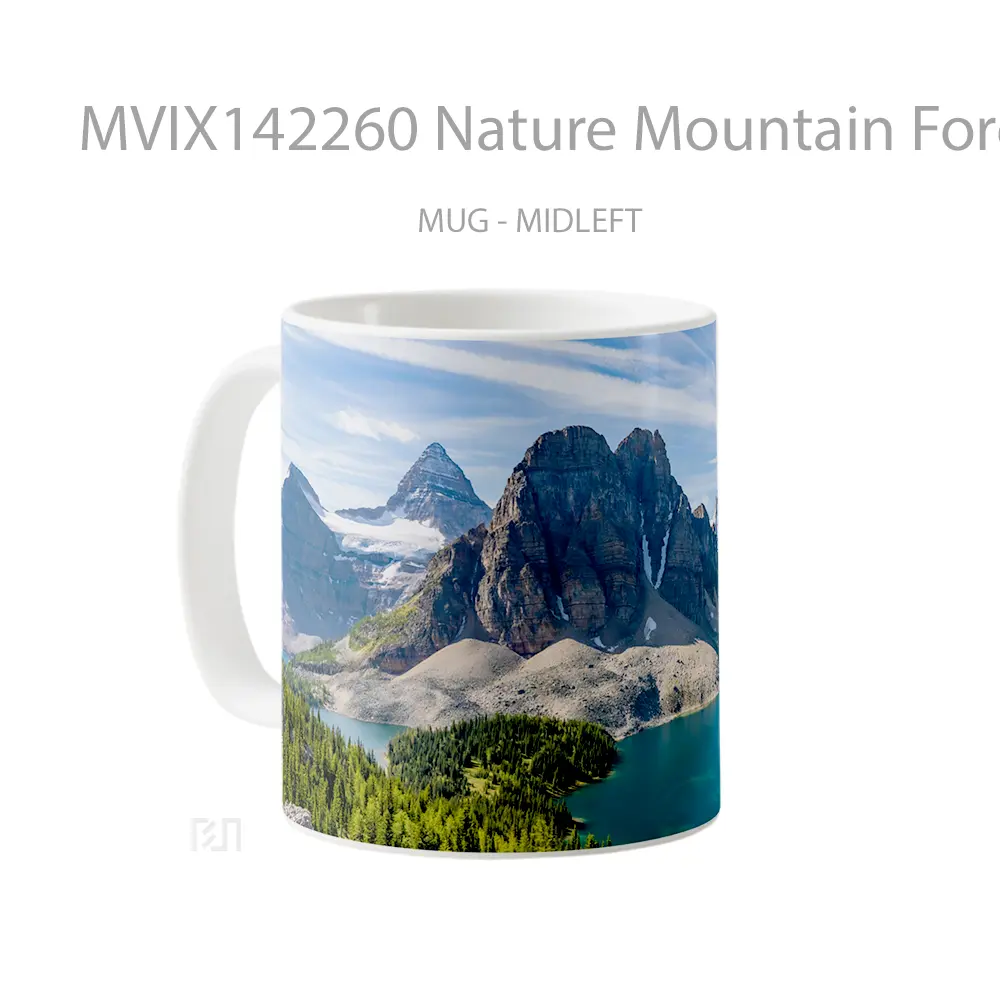 Mug Nature Mountain Forest Lake Scenery Landscape Gelas Pemandangan Alam - All-side / Desain