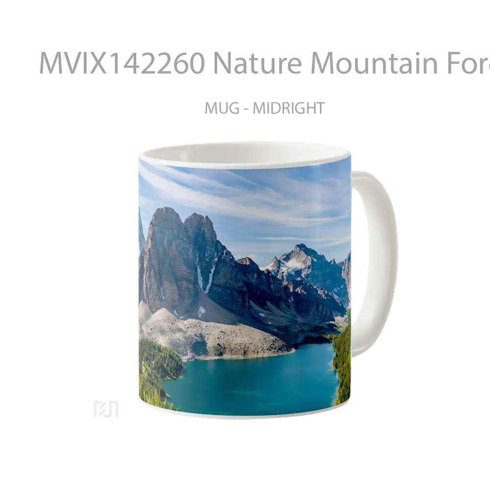 Mug Nature Mountain Forest Lake Scenery Landscape Gelas Pemandangan Alam - All-side / Desain