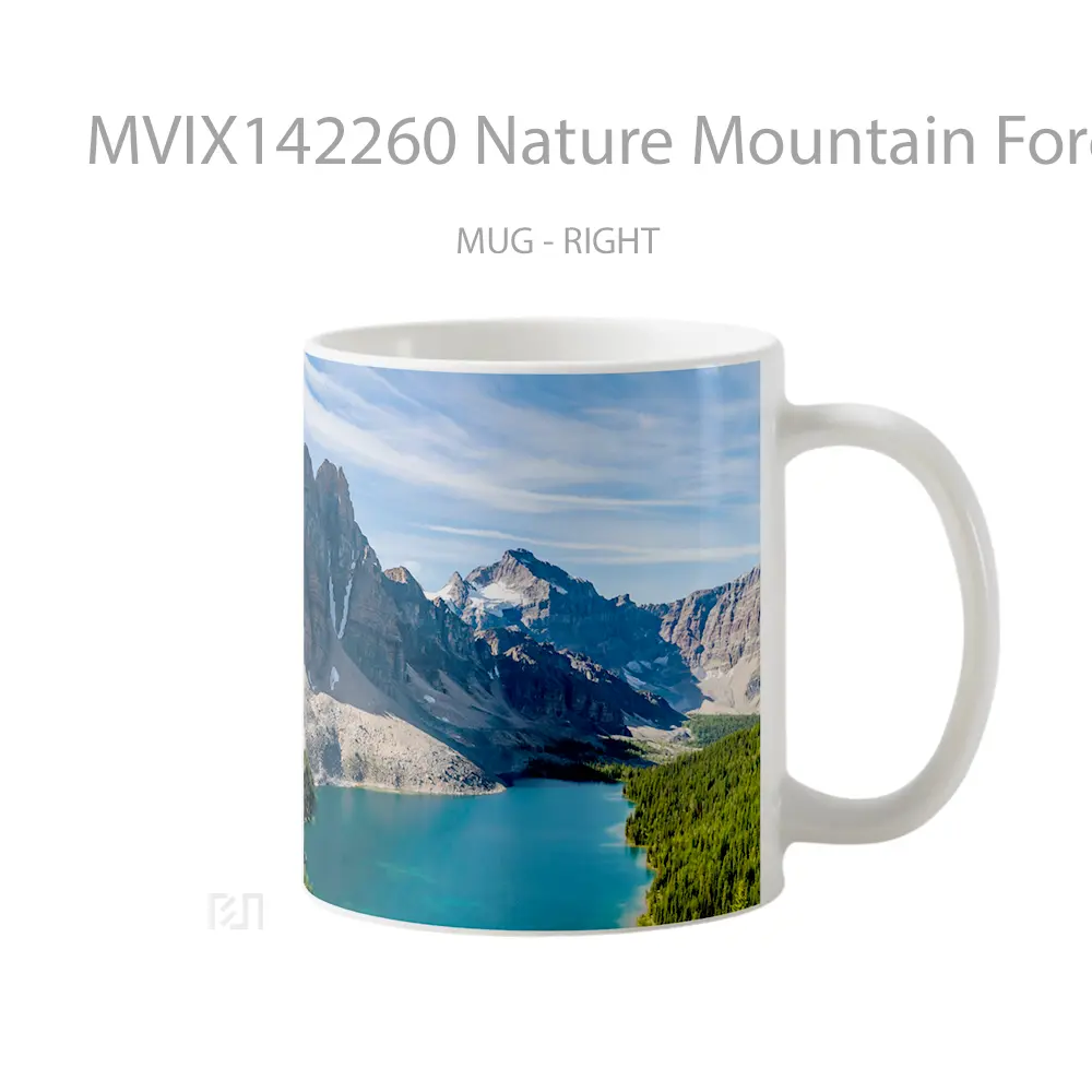 Mug Nature Mountain Forest Lake Scenery Landscape Gelas Pemandangan Alam - All-side / Desain