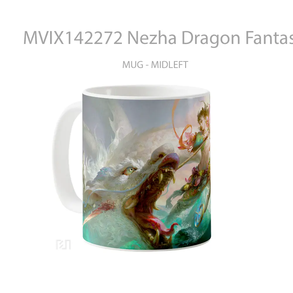 Mug Nezha Dragon Fantasy Gelas Keramik Unik - All-side / Desain