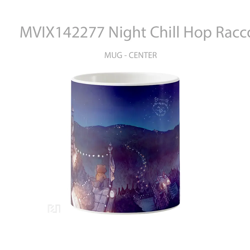 Mug Night Chill Hop Raccoon Digital Art Gelas Keramik Unik