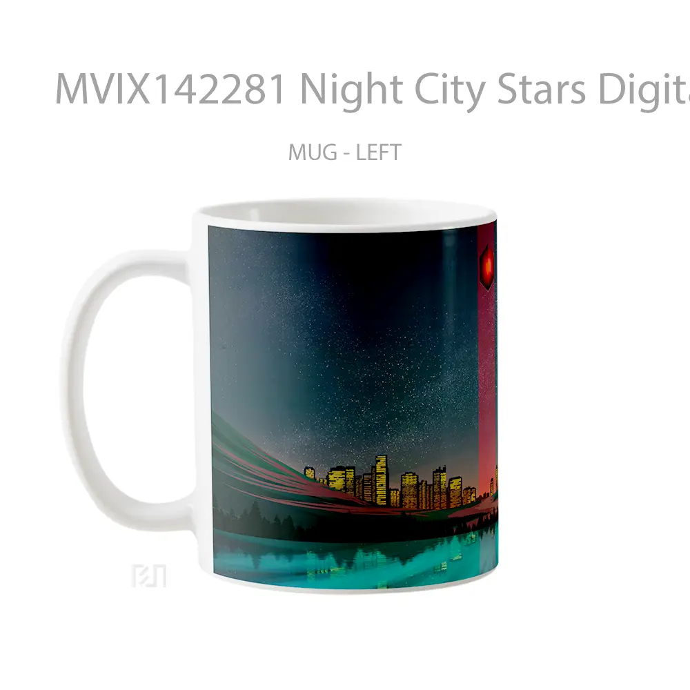 Mug Night City Stars Digital Art Gelas Keramik Unik - All-side / Desain