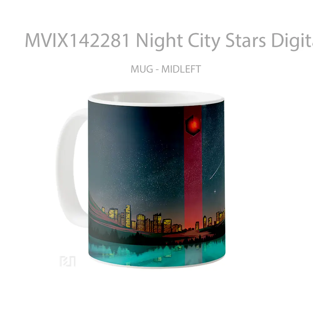 Mug Night City Stars Digital Art Gelas Keramik Unik - All-side / Desain