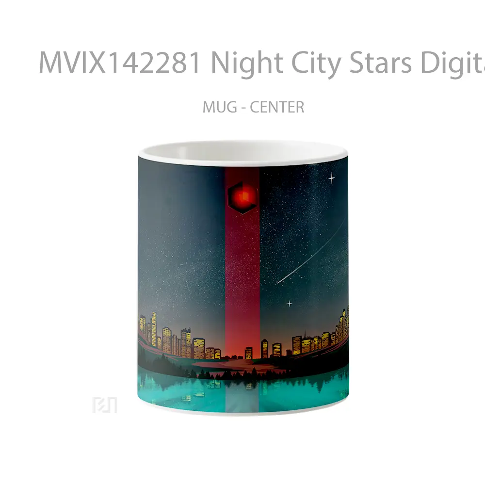 Mug Night City Stars Digital Art Gelas Keramik Unik