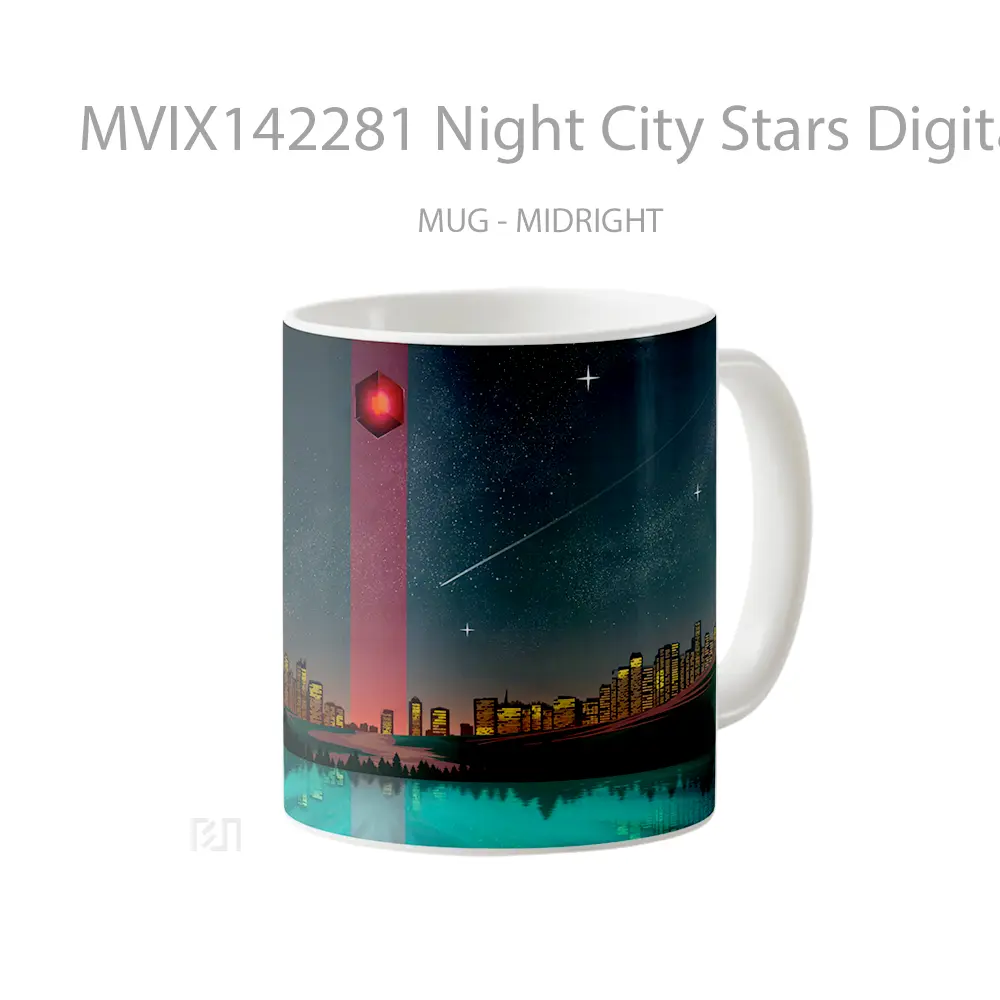 Mug Night City Stars Digital Art Gelas Keramik Unik - All-side / Desain