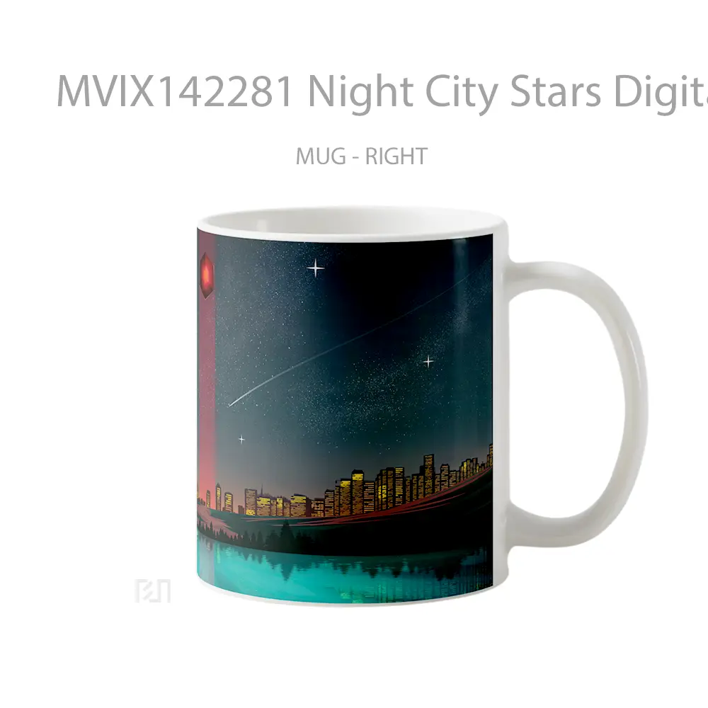 Mug Night City Stars Digital Art Gelas Keramik Unik - All-side / Desain
