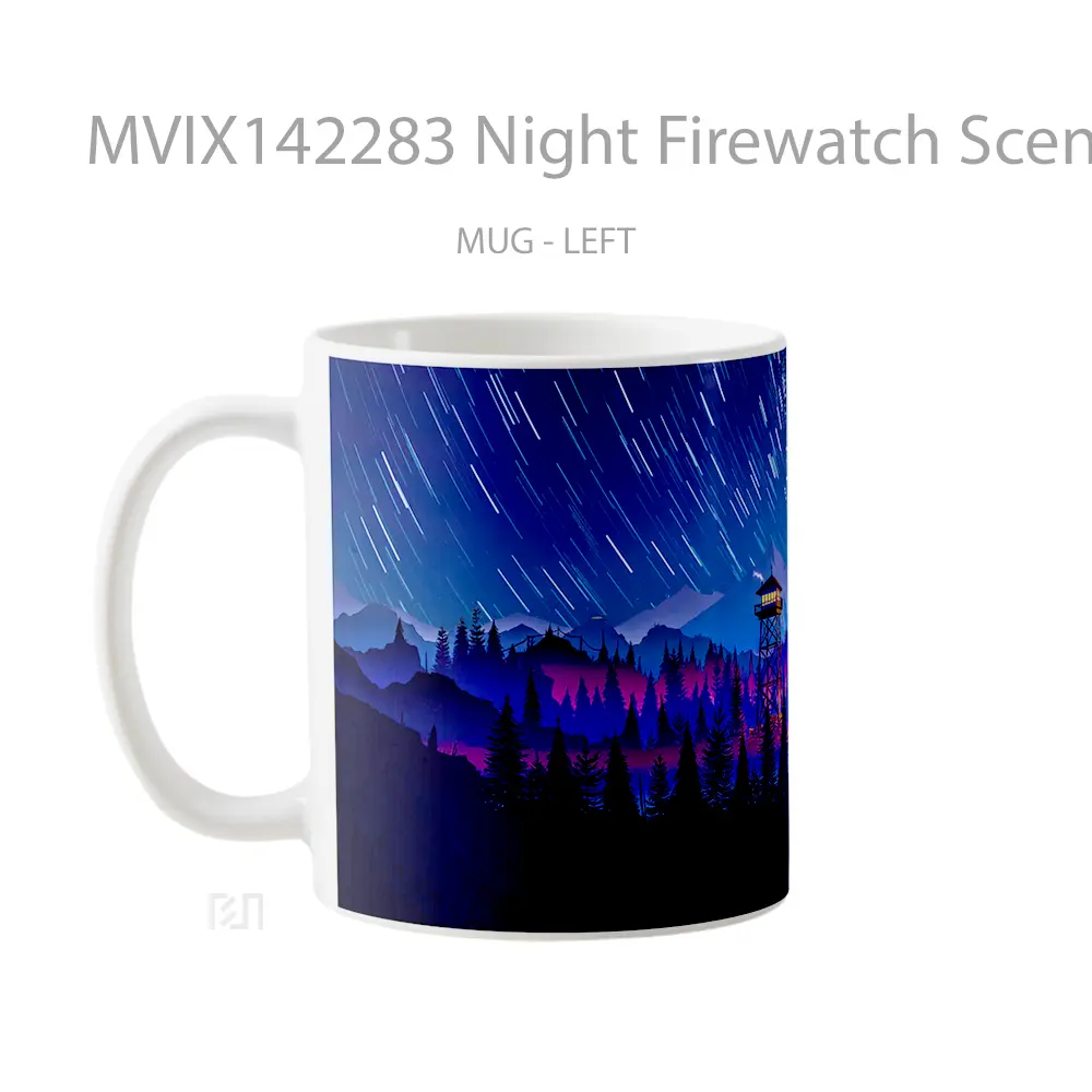 Mug Night Firewatch Scenery Forest Nature Gelas Pemandangan Alam - All-side / Desain