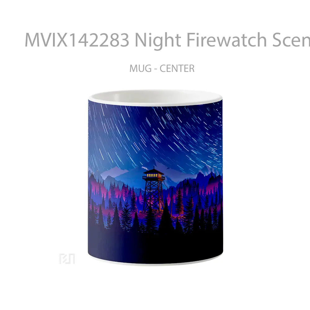 Mug Night Firewatch Scenery Forest Nature Gelas Pemandangan Alam