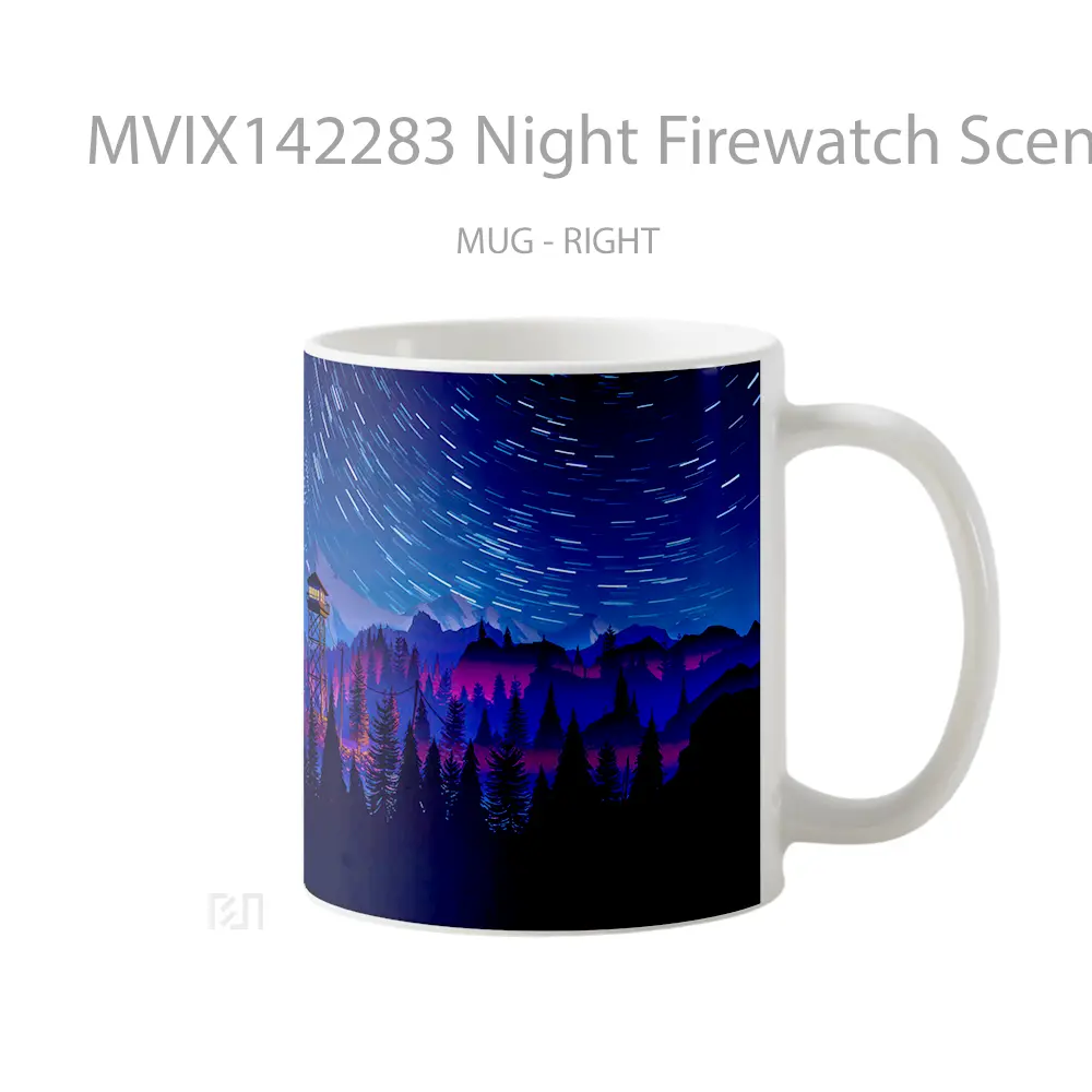 Mug Night Firewatch Scenery Forest Nature Gelas Pemandangan Alam - All-side / Desain