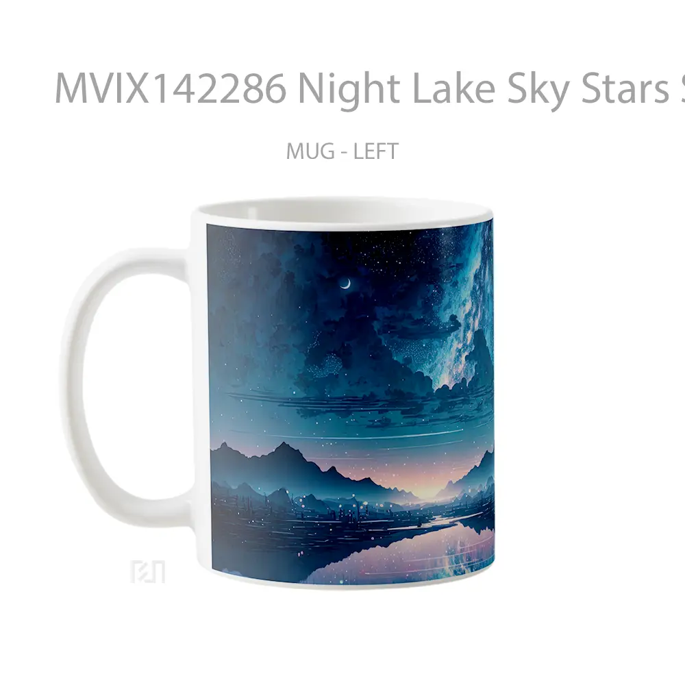 Mug Night Lake Sky Stars Scenery Anime Cangkir Anime - All-side / Desain
