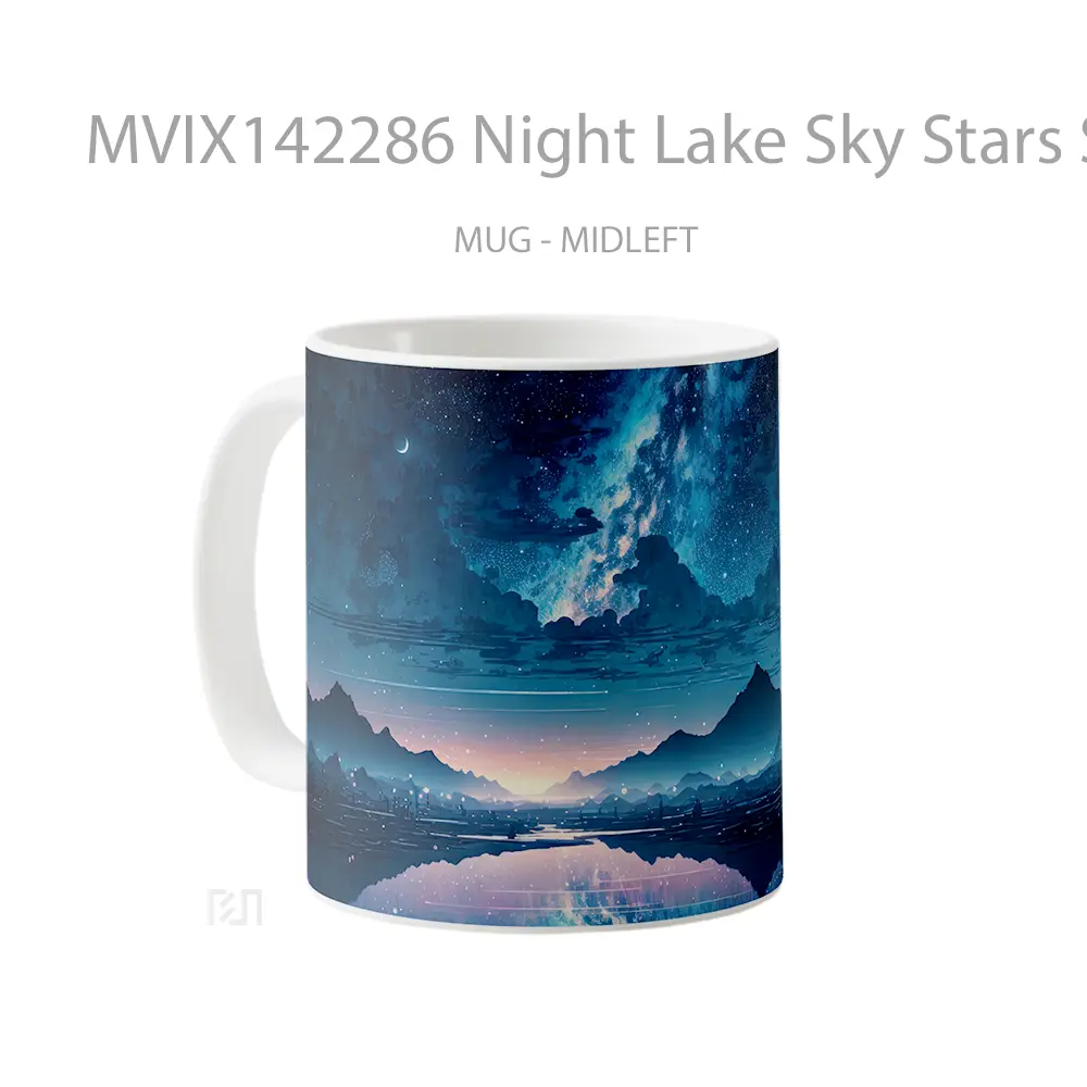 Mug Night Lake Sky Stars Scenery Anime Cangkir Anime - All-side / Desain