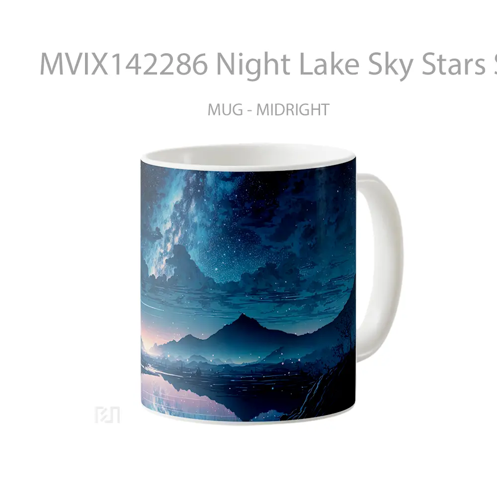 Mug Night Lake Sky Stars Scenery Anime Cangkir Anime - All-side / Desain