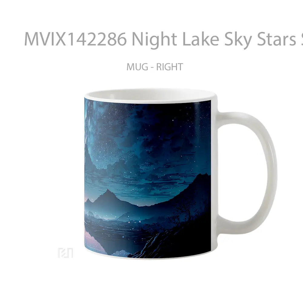Mug Night Lake Sky Stars Scenery Anime Cangkir Anime - All-side / Desain