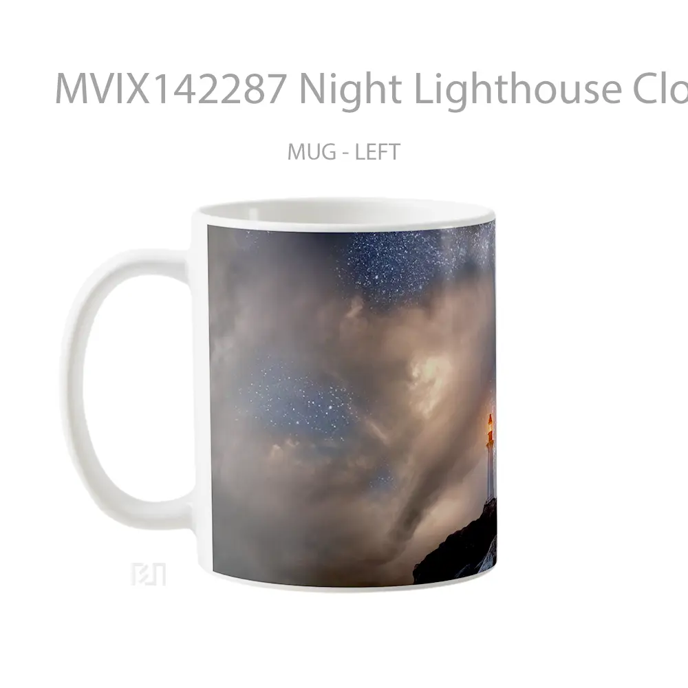 Mug Night Lighthouse Clouds Scenery Gelas Pemandangan Alam - All-side / Desain