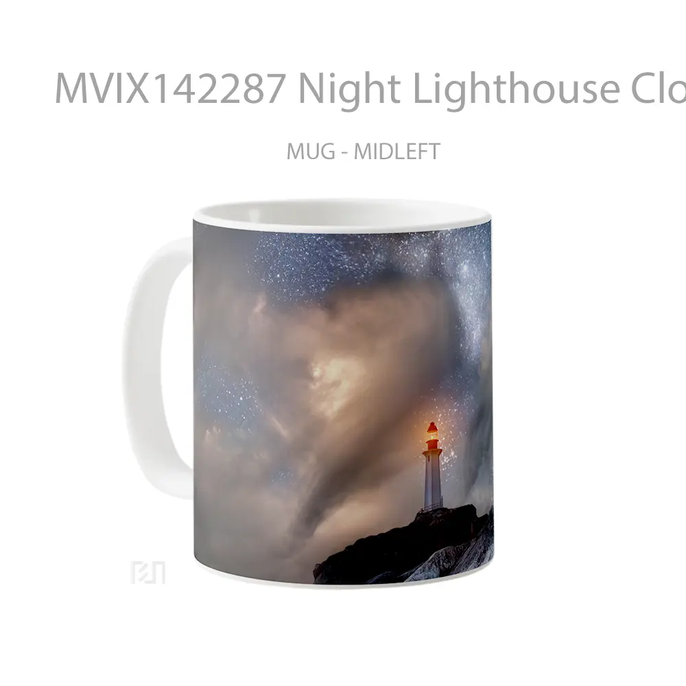 Mug Night Lighthouse Clouds Scenery Gelas Pemandangan Alam - All-side / Desain