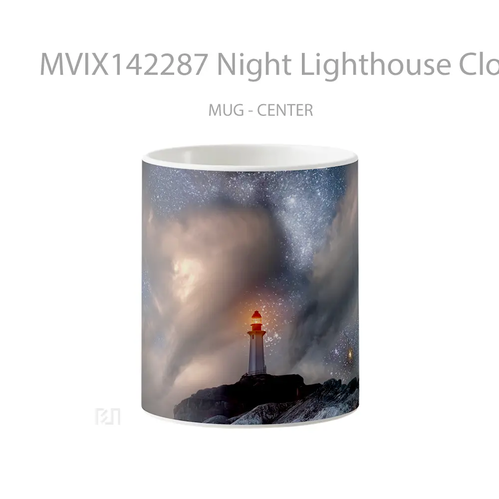 Mug Night Lighthouse Clouds Scenery Gelas Pemandangan Alam