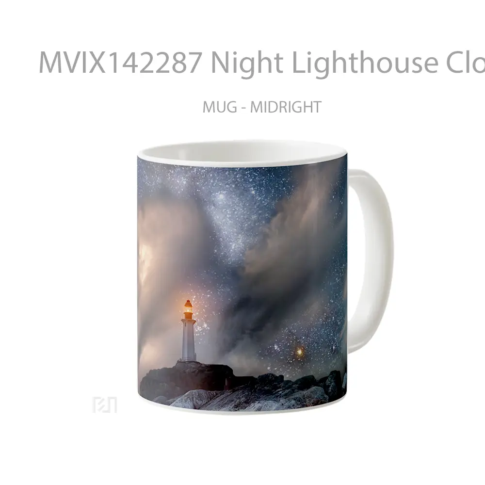 Mug Night Lighthouse Clouds Scenery Gelas Pemandangan Alam - All-side / Desain