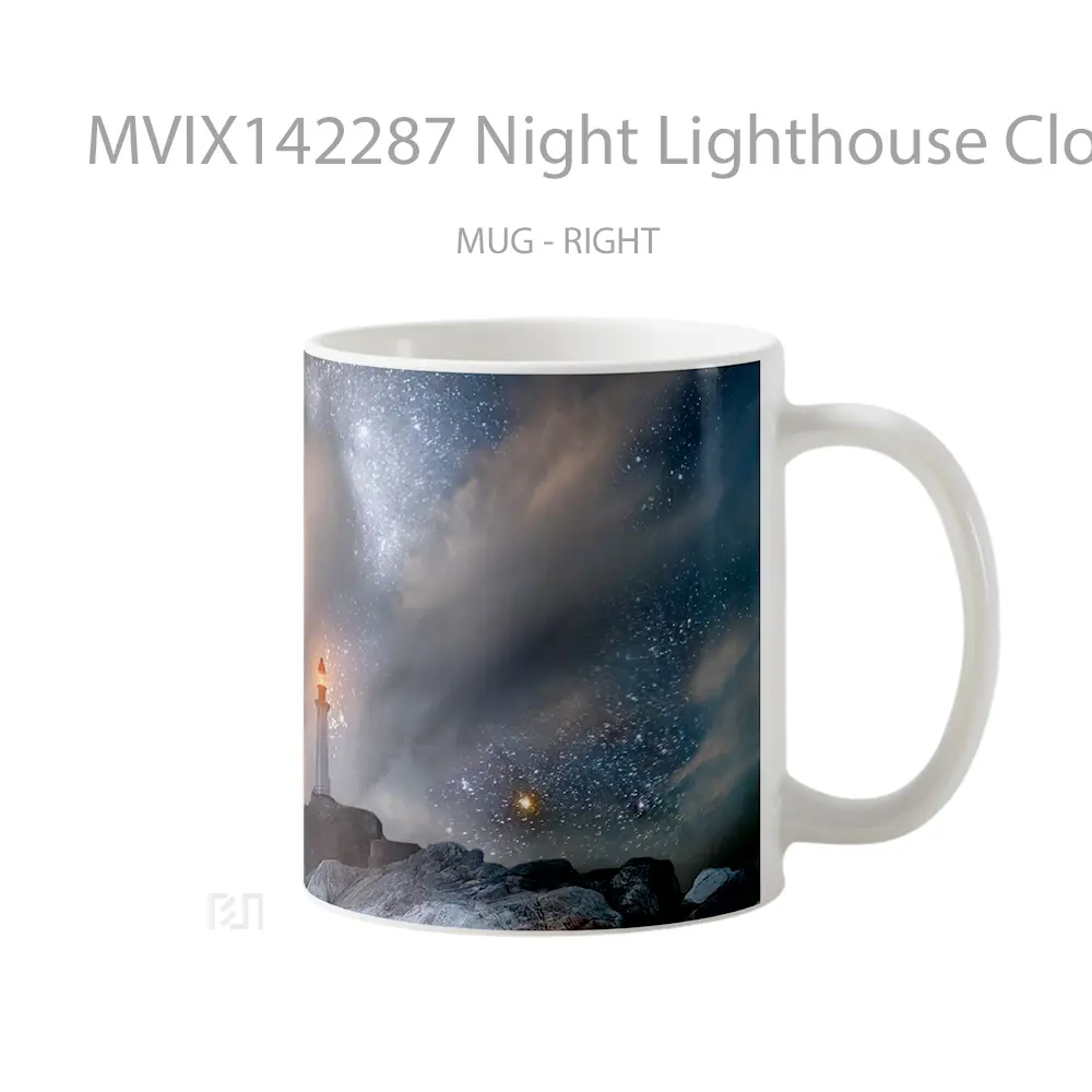 Mug Night Lighthouse Clouds Scenery Gelas Pemandangan Alam - All-side / Desain