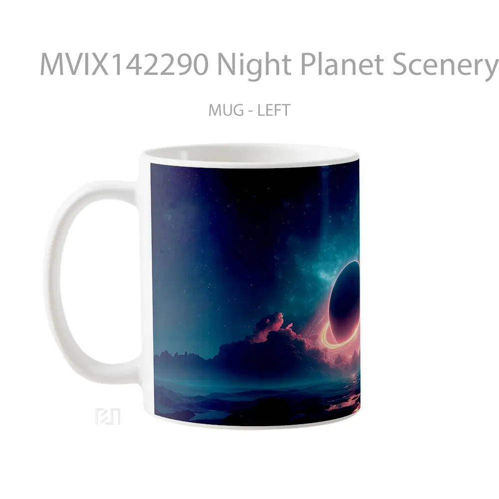 Mug Night Planet Scenery Digital Art Gelas Keramik Unik - All-side / Desain