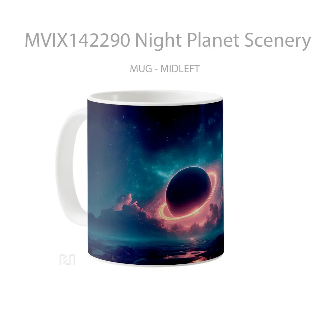 Mug Night Planet Scenery Digital Art Gelas Keramik Unik - All-side / Desain