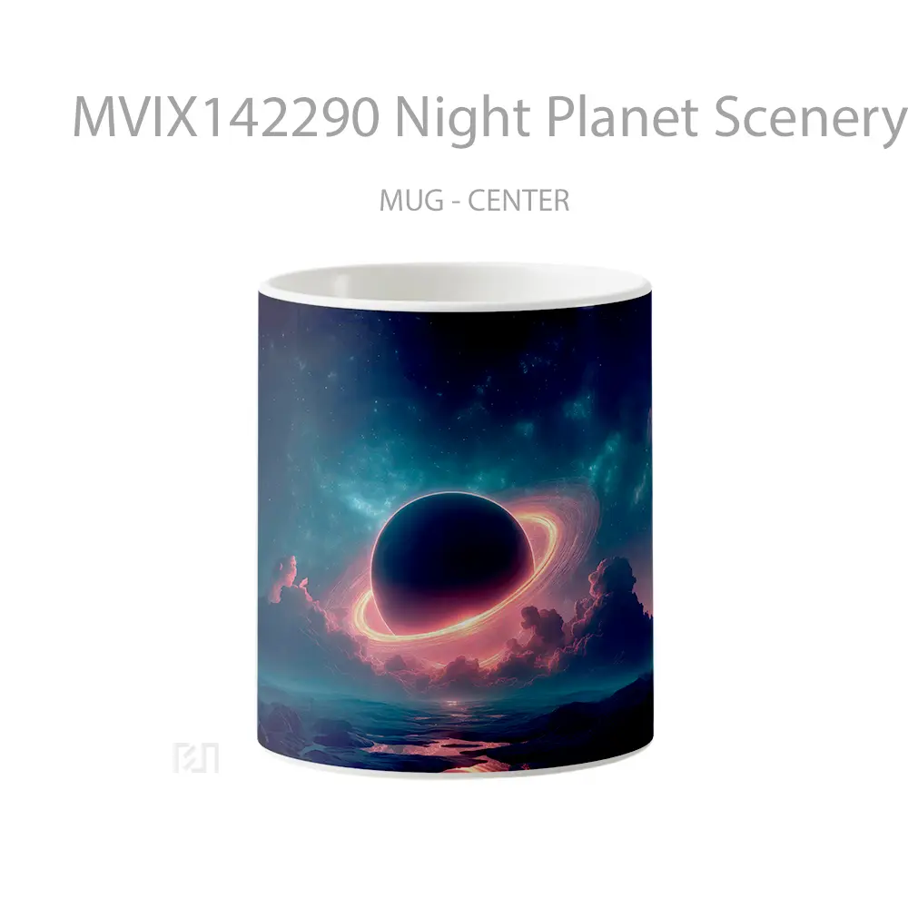 Mug Night Planet Scenery Digital Art Gelas Keramik Unik