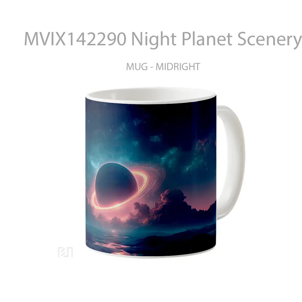 Mug Night Planet Scenery Digital Art Gelas Keramik Unik - All-side / Desain