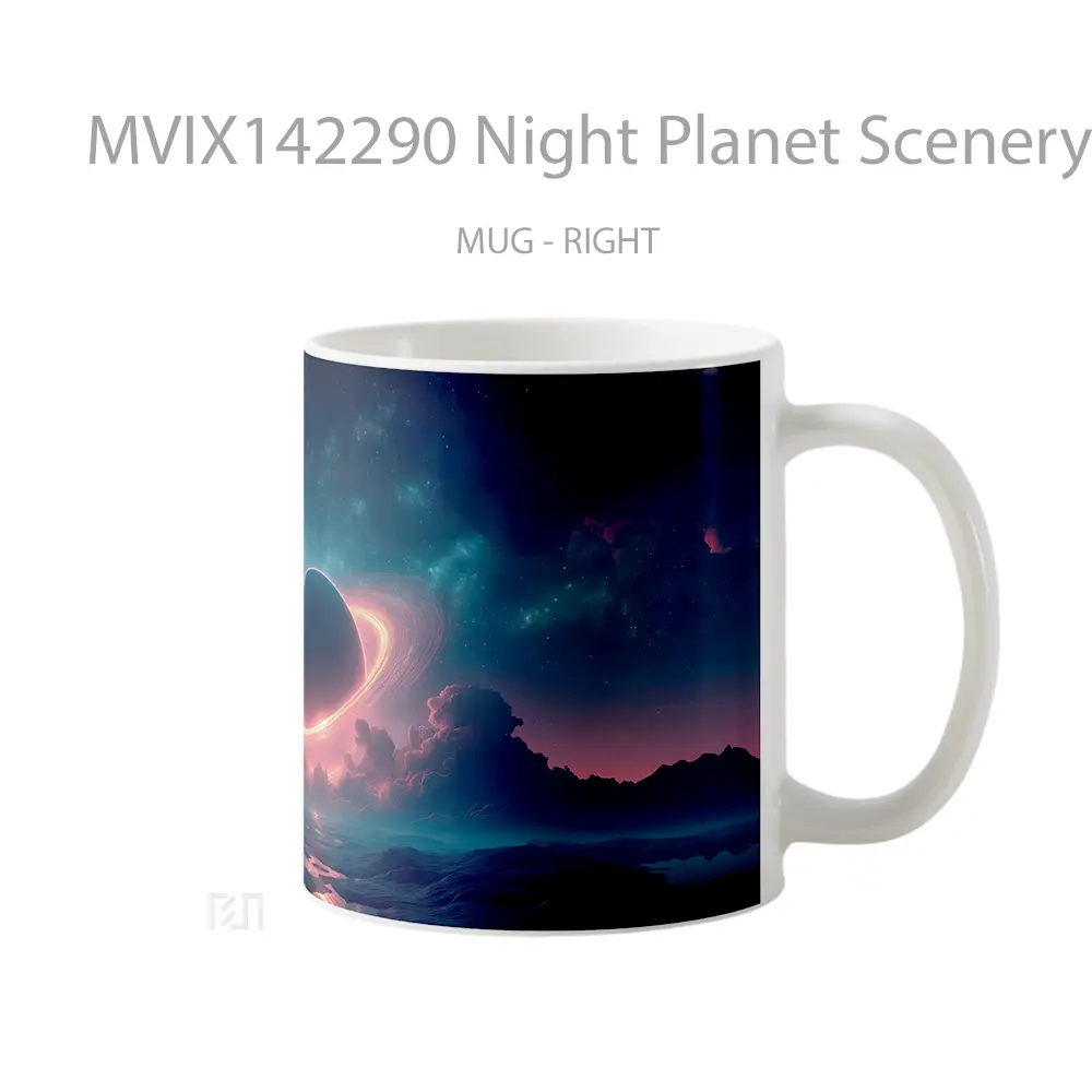Mug Night Planet Scenery Digital Art Gelas Keramik Unik - All-side / Desain