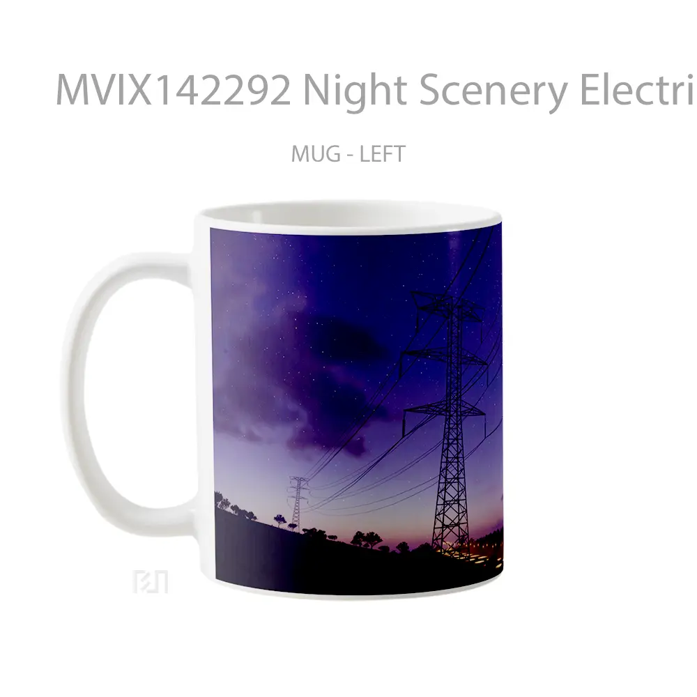 Mug Night Scenery Electrical Pole Gelas Keramik Unik - All-side / Desain