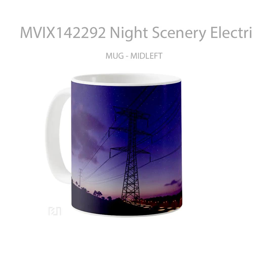 Mug Night Scenery Electrical Pole Gelas Keramik Unik - All-side / Desain