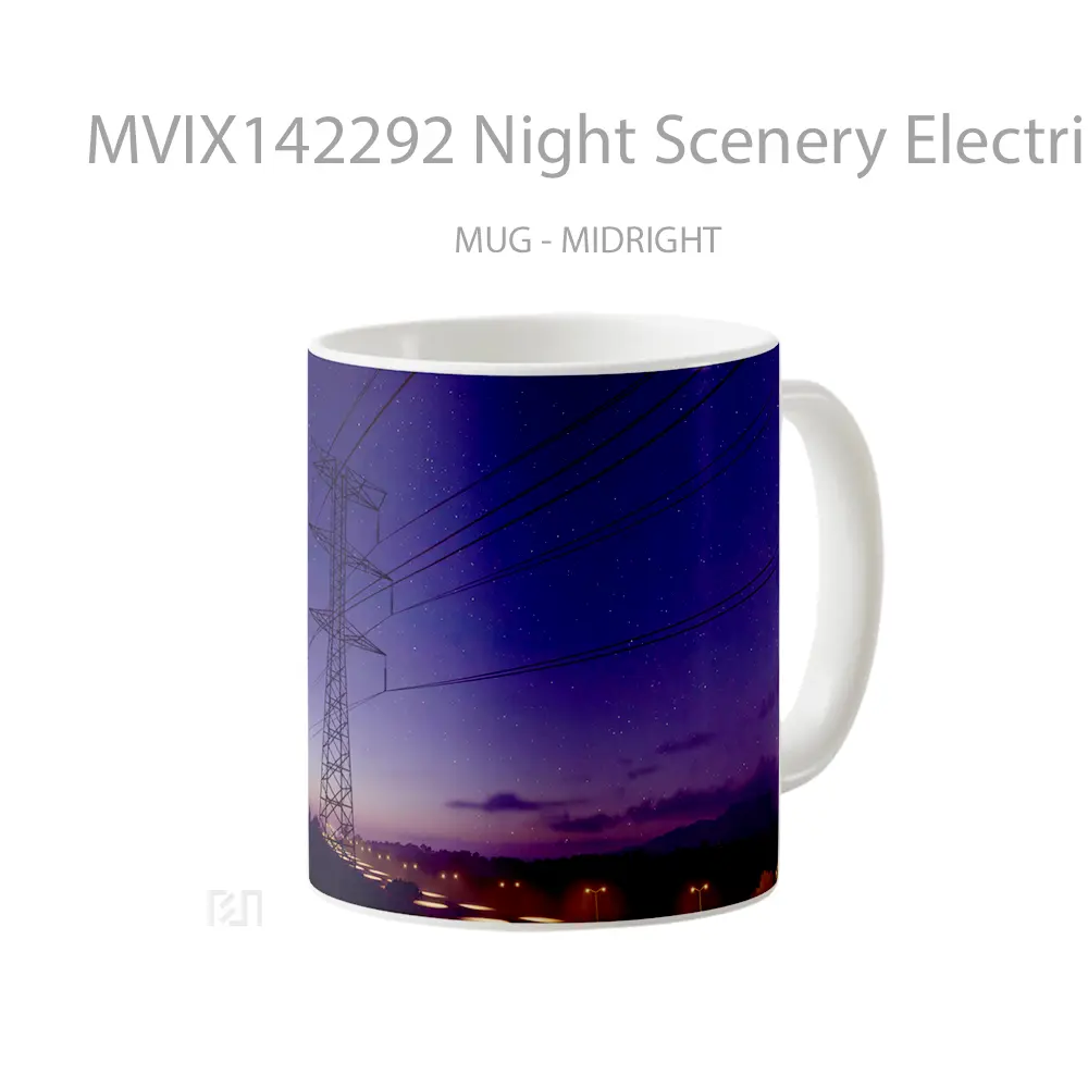 Mug Night Scenery Electrical Pole Gelas Keramik Unik - All-side / Desain