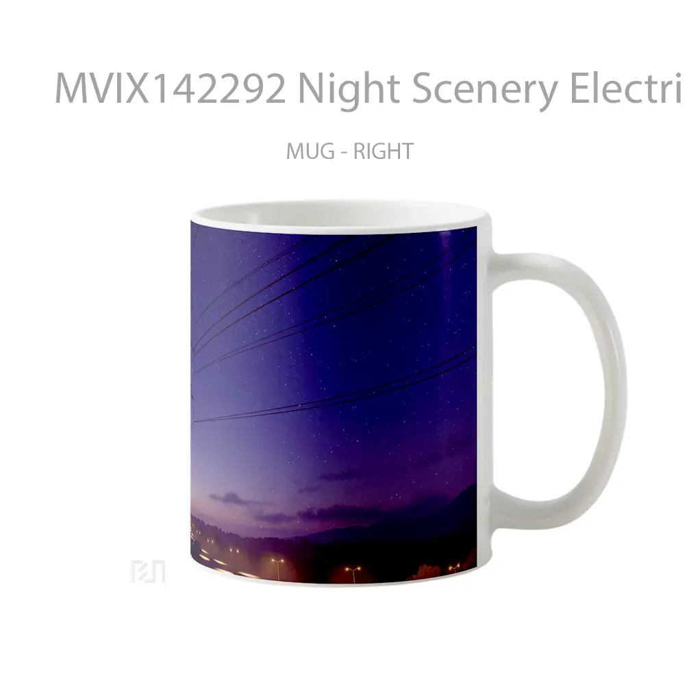 Mug Night Scenery Electrical Pole Gelas Keramik Unik - All-side / Desain