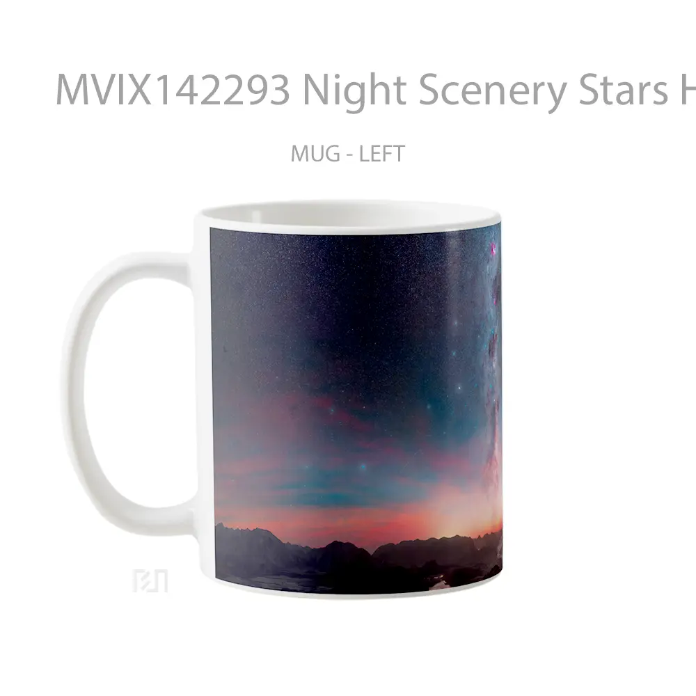 Mug Night Scenery Stars Horizon Sunrise Gelas Pemandangan Alam - All-side / Desain