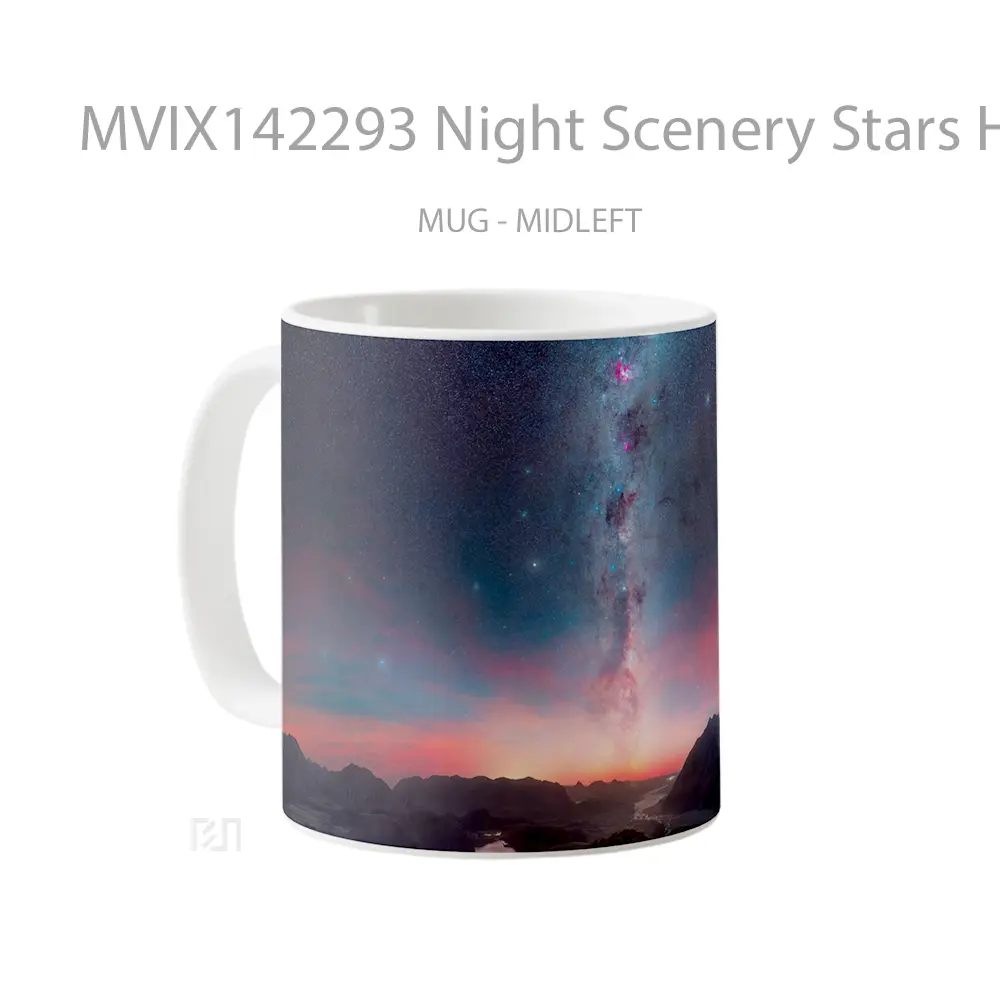 Mug Night Scenery Stars Horizon Sunrise Gelas Pemandangan Alam - All-side / Desain