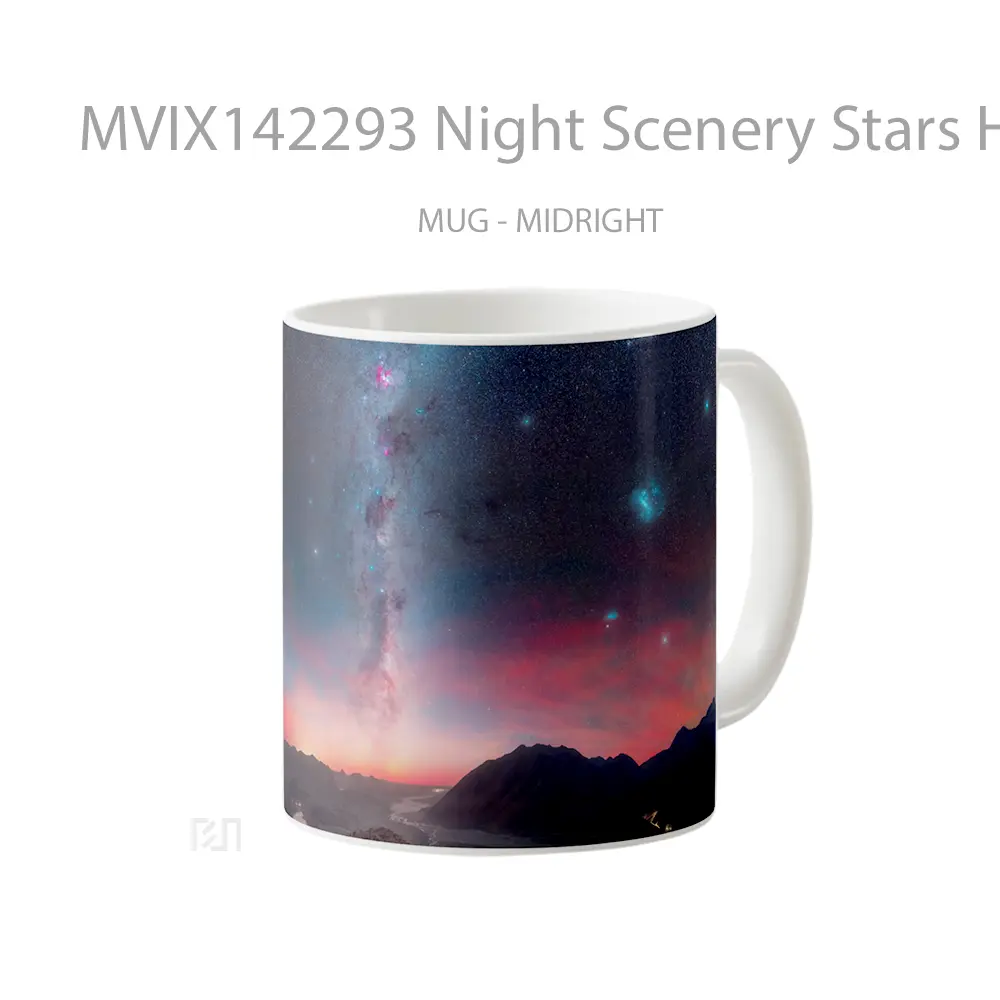 Mug Night Scenery Stars Horizon Sunrise Gelas Pemandangan Alam - All-side / Desain
