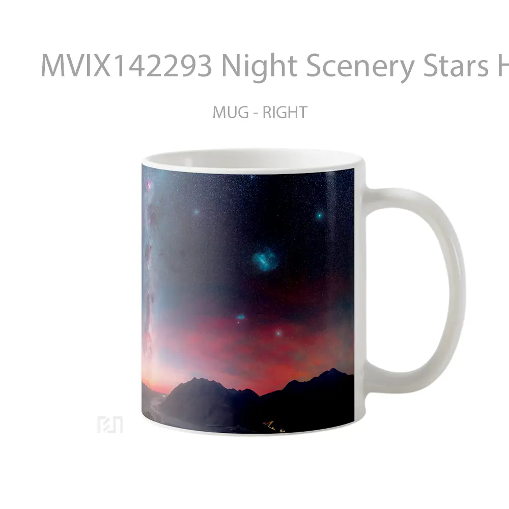 Mug Night Scenery Stars Horizon Sunrise Gelas Pemandangan Alam - All-side / Desain