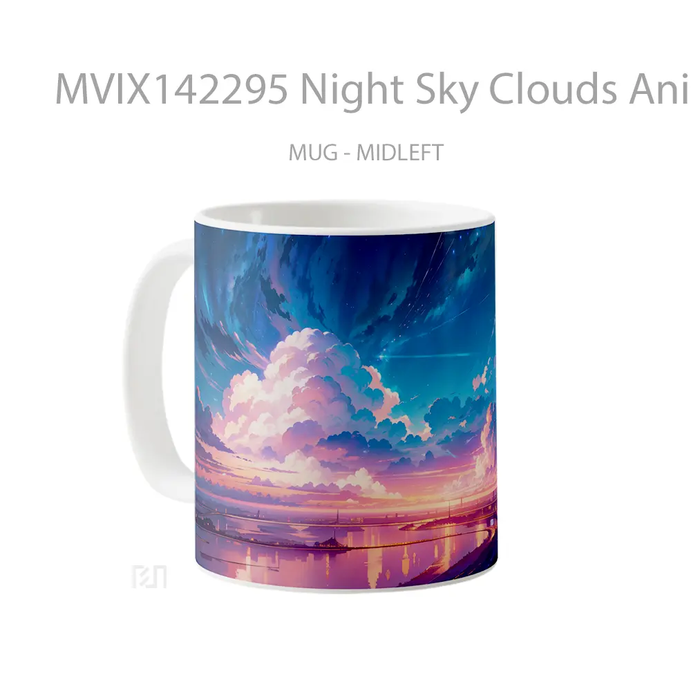 Mug Night Sky Clouds Anime Scenery Cangkir Anime - All-side / Desain