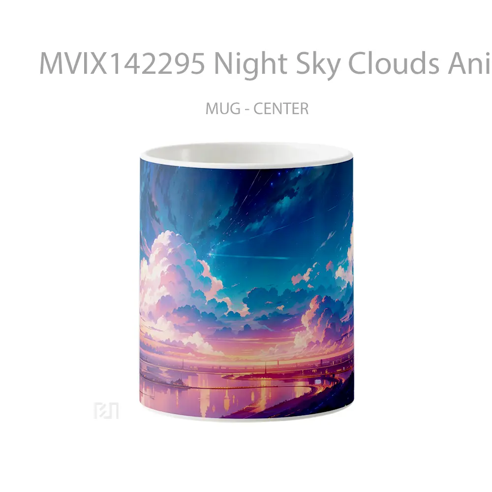 Mug Night Sky Clouds Anime Scenery Cangkir Anime