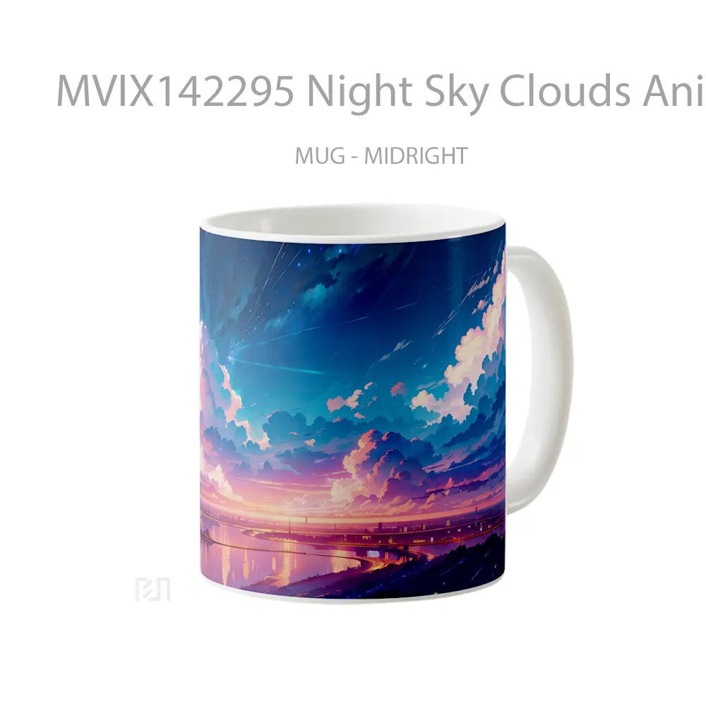 Mug Night Sky Clouds Anime Scenery Cangkir Anime - All-side / Desain