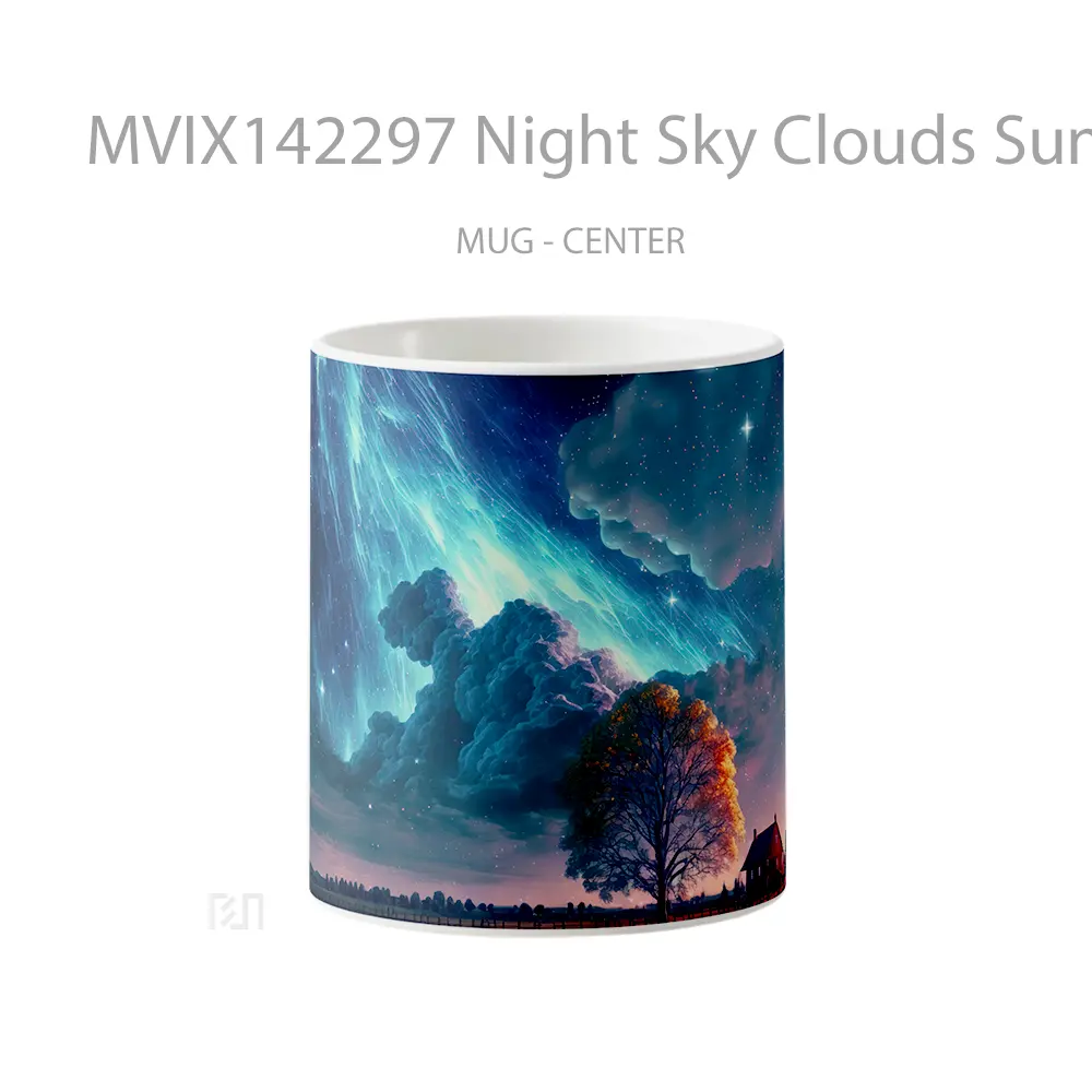 Mug Night Sky Clouds Sunset Scenery Digital Art Gelas Pemandangan Alam