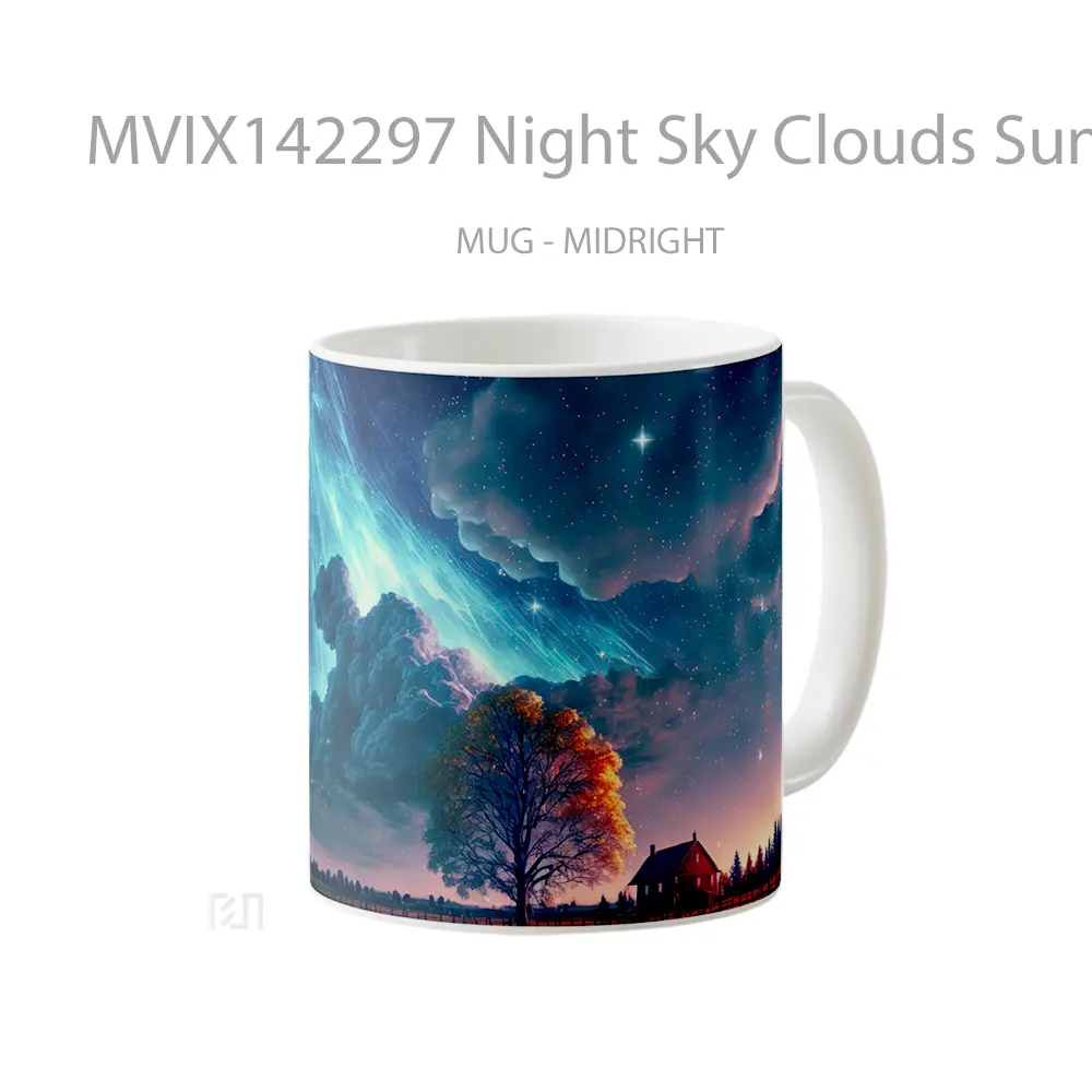 Mug Night Sky Clouds Sunset Scenery Digital Art Gelas Pemandangan Alam - All-side / Desain