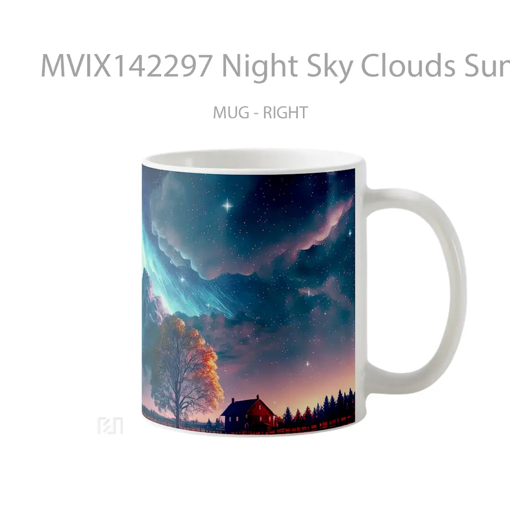 Mug Night Sky Clouds Sunset Scenery Digital Art Gelas Pemandangan Alam - All-side / Desain